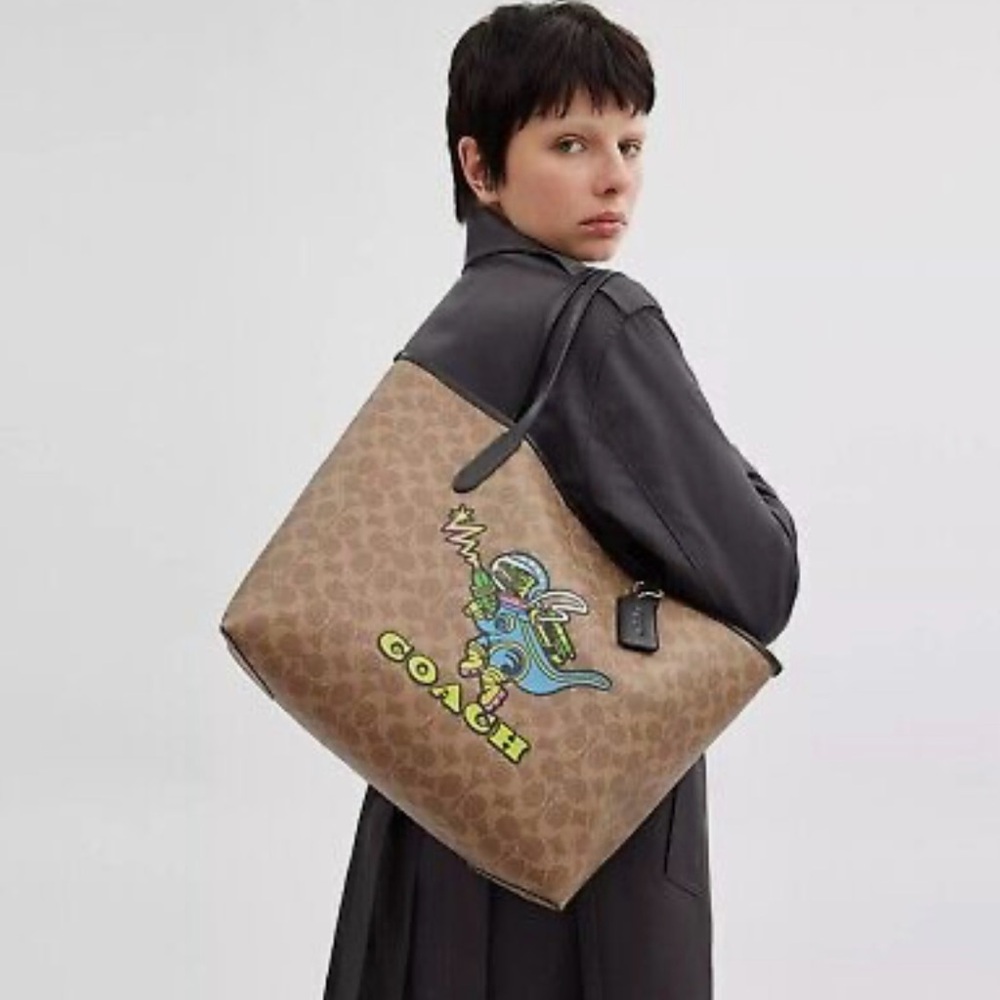 Coach Brown Tote Bag with Graphic Design